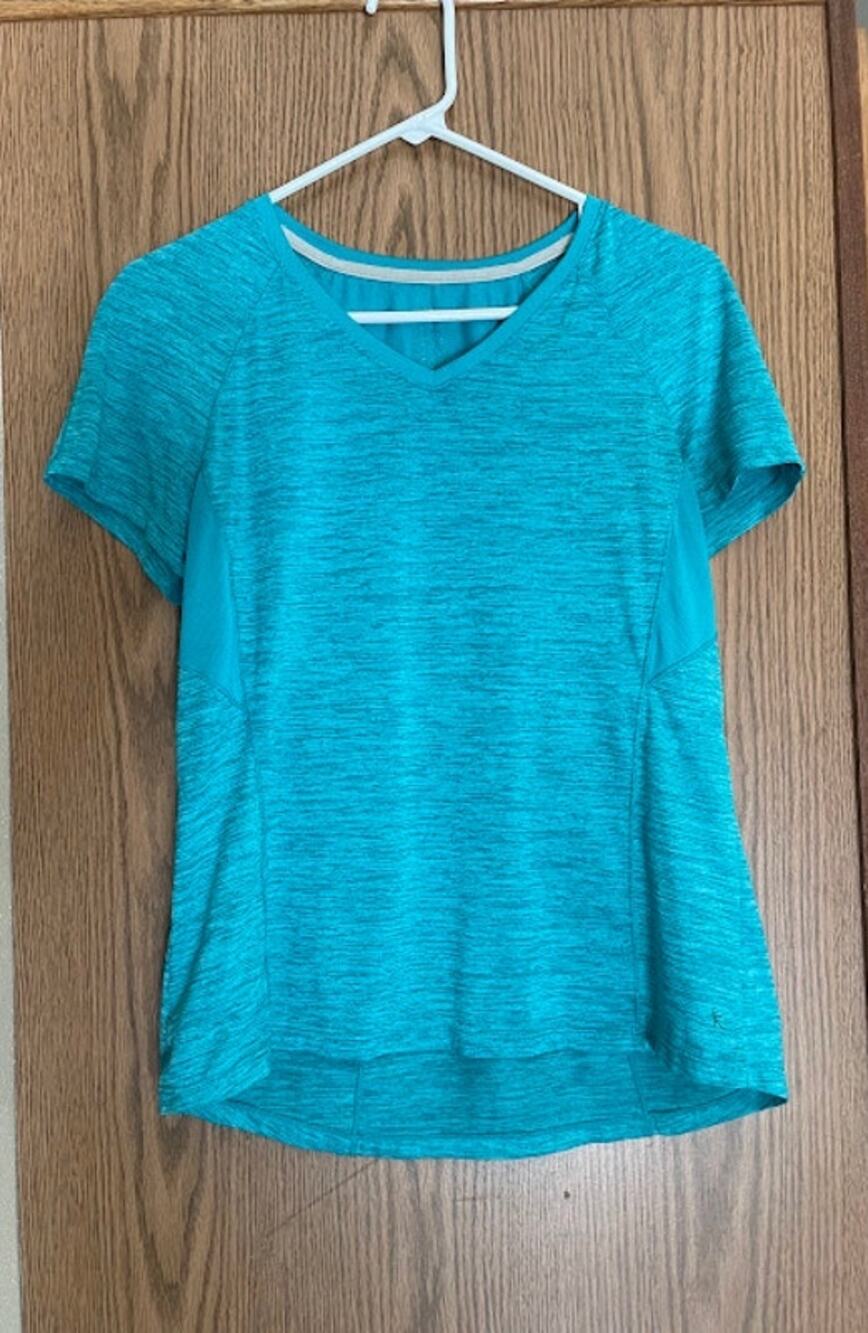Nike Teal Blue Dri-FIT Crewneck Short Sleeve Athletic Running Workout Top